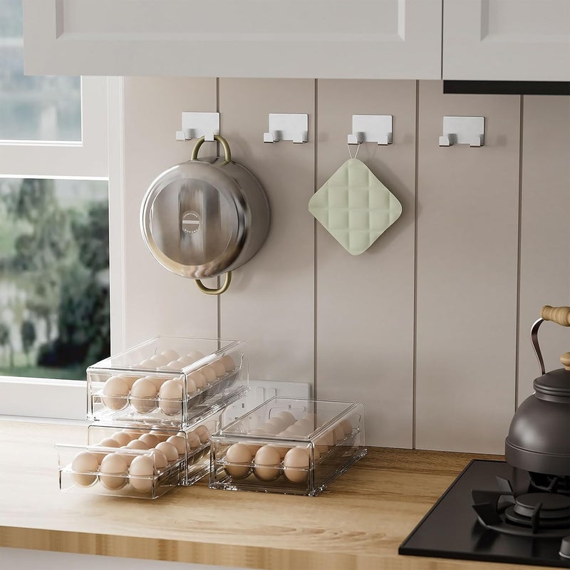 APLOP BPA Free Stackable Egg Container - 18 Egg Refrigerator Organizer with 2 Kitchen Hooks, Clear - Image 4
